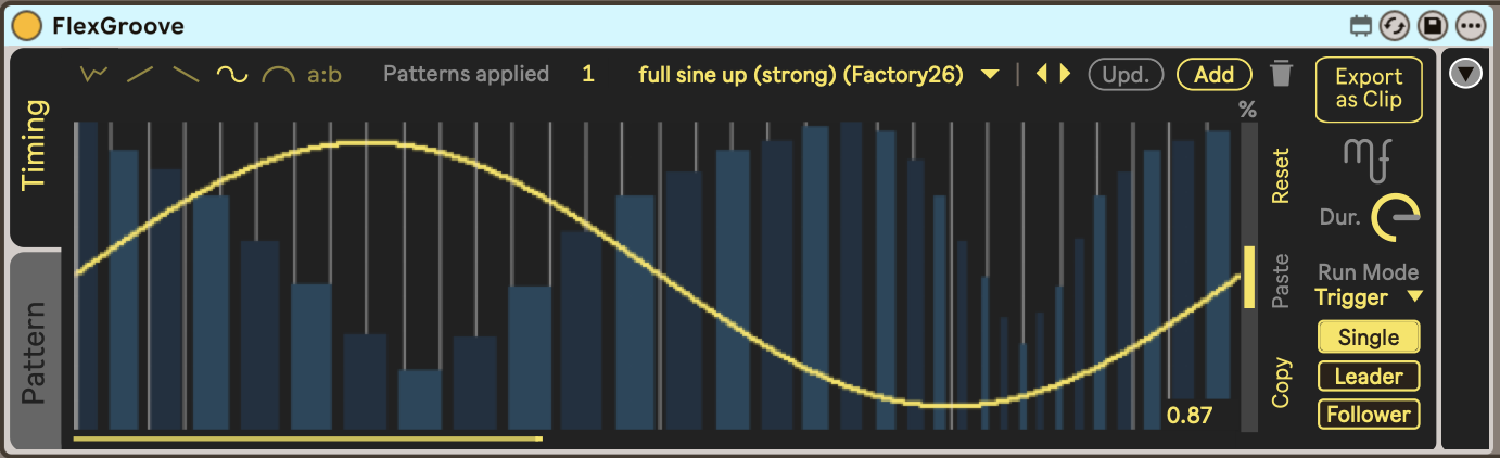 FlexGroove with sine timing curve