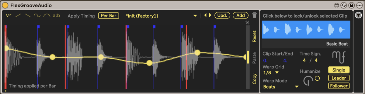 FlexGrooveAudio with drum loop waveform